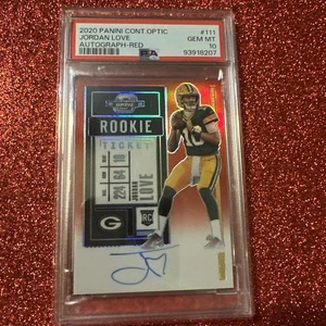 JORDAN LOVE /199 2020 Contenders Optic ROOKIE Ticket AUTO RED PSA 10 GEM MT - Picture 1 of 9