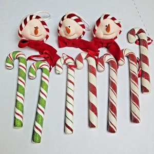 Muñeco de nieve y bastón de caramelo adorno surtido paquete decoraciones de Navidad vacaciones - Imagen 1 de 11