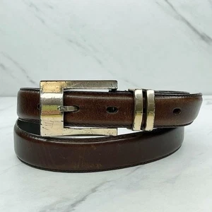 Fossil Vintage Womens Brown Genuine Leather Belt Silver Buckle - Size Large (L) - Picture 1 of 12