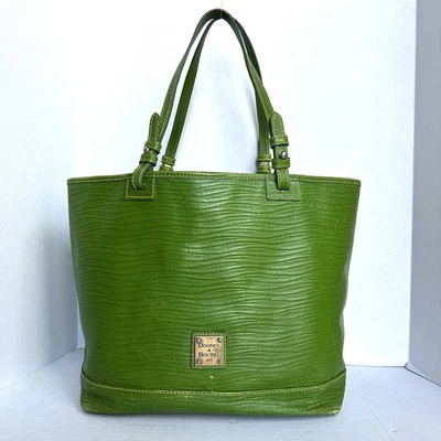 Bolso de hombro de cuero verde lima Dooney Bourke cartera viaje comprador DEFECTOS Foto 1 de 4