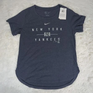 Women Nike New York Yankees Knockout Team Stack Triblend Tshirt Blue Size Medium - Picture 1 of 4