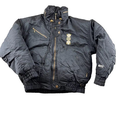 Chaqueta de esquí de alto rendimiento Fera de colección para mujer 4 negra bordada gris plumón de pato Foto 1 de 4