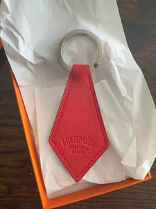 Hermes Tab Portachiavi Portachiavi Borsa Charm Pelle Rossa, POMODORO ROSSO - NUOVO - Foto 1 di 10