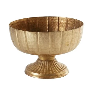 Distressed Gold Metal Compote Bowl | Gold Compote Vase l Lita Metal Vase l In... - Picture 1 of 7