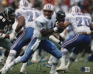 WARREN MOON HOUSTON OILERS SIGNED AUTOGRAPHED 8x10 PHOTO COA BECKETT FOOTBALL - Picture 1 of 1