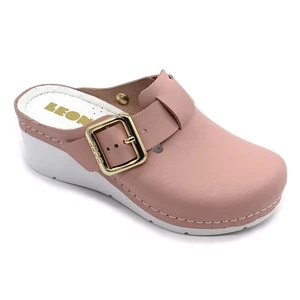 Leon 1024 Damen Frauen Leder Slipper Pantoletten Clogs Hausschuhe Sandalen, Rose Neu - Bild 1 von 4