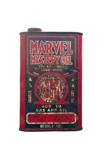 Lata vacía de un galón de aceite misterioso Marvel de colección - Imagen 1 de 6