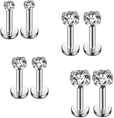 16G бриллиант CZ кромки кольца лабрет Монро нос Tragus спираль уха пирсинг ювелирных изделий Su - Изображение 1 из 2