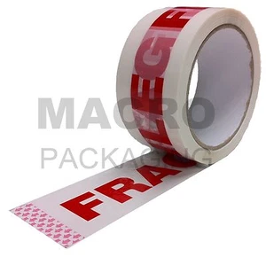 12 x FRAGILE imballaggio stampato 48mm x 66M - *ACQUISTA 2 RICEVI 1 GRATIS* rotoli nastro pacchi - Foto 1 di 1