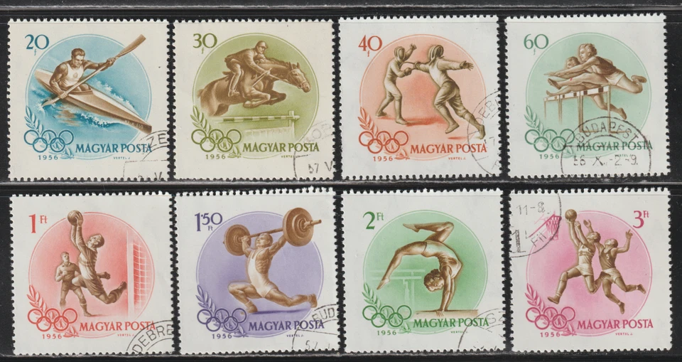 Hungary Stamp - Sc 1160-67, 1956 Olympic Sports, Used CTO (2M) - Image 1 of 1
