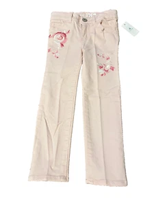 Girl's Baby Gap Mini Skinn Straight Leg, Embroidery Pink Jeans Size 4 NWT - Picture 1 of 3