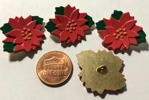 4 JHB Red Green Poinsettia Metal Shank Buttons 29.5mm Just Over 1 1/8" 11210 - Picture 1 of 1