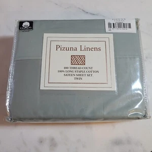 Pizuna 400 Thread Count Cotton Twin Sheets Set Sage, - Picture 1 of 3
