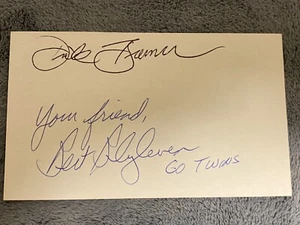 Dick Bremer Bert Blyleven Signed Index Card Broadcaster JSA LOA Minnesota Twins - Picture 1 of 4