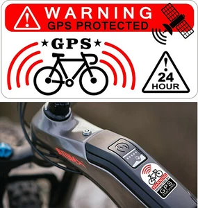 3 x pegatinas de advertencia de rastreo GPS Señales Bicicleta Bicicleta Prevención de robo Blanco + - Imagen 1 de 2