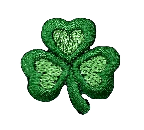 SHAMROCK green IRON ON PATCH  1" x 1"  (2.54cm x 2.54cm) - Image 1 of 1