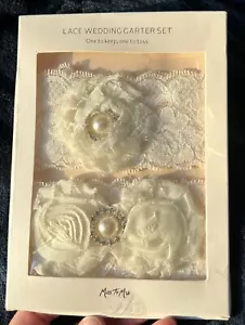Miss To Mrs Lace Wedding Garter Set Ivory White Bride Bridal Keepsake New In Box - Picture 1 of 9