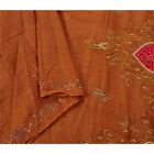 Sanskriti Vintage Brown Sarees Blend Cotton Hand Beaded Craft 5 Yd Fabric Sari 