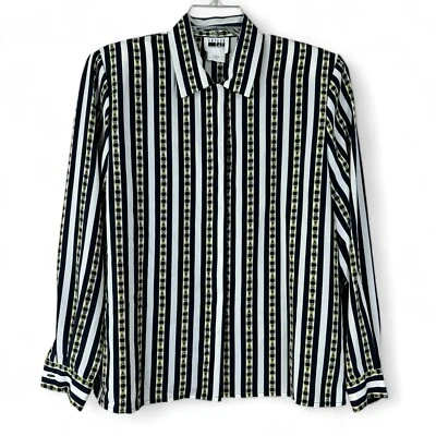 Top Leslie Fay Ropa Deportiva Abotonada Mujer Talla 10 Azul Marino Blanco Rayas Carrera Foto 1 de 4