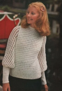 Crochet Pattern For Lady's Vintage Long Sleeve Top/Blouse/Jumper 4ply - Picture 1 of 1