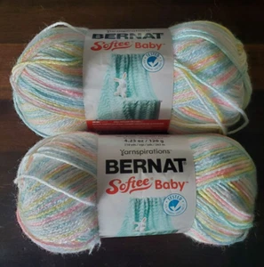 2 Skeins Baby Baby Pastel Variegated Bernat Softee Baby Yarn 310 Yds Acrylic - Picture 1 of 5