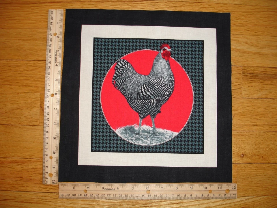 Bloque de tela de edredón de algodón espiga de gallo/gallina (B) 9 1/2" x 9 1/2" Foto 1 de 1