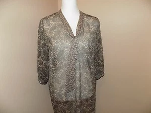 A Pea In The Pod Maternity Top Size L Brown Print Semi-Sheer - Picture 1 of 4