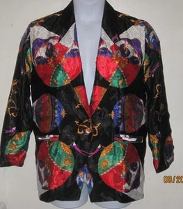 Bette Jon Of Dallas Misses Pequeña S Negro Colorido Seda Globo Chaqueta Bonita j27 - Imagen 1 de 1