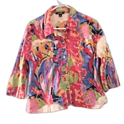 Chaqueta Denim Kaktus Colorida Usable Estampado Artístico Talla XL ¡LEER MEDIDAS! Foto 1 de 4