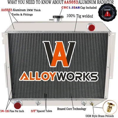 3 Row Aluminum Radiator for 1966-1970 Dodge Monaco Polara Chrysler 5.2L 6.3L - Image 1 of 4