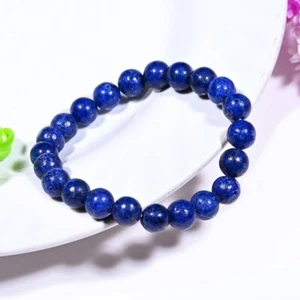 8MM Blue Lapis Lazuli Round Gemstone Beaded Starchy Bracelet 6-8" For Men Woman - Picture 1 of 10