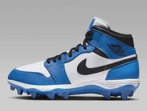 Nike Jordan 1 Mid TD Game Cleats Royal Blue White Men Size 12.5 FJ6805-104 - Picture 1 of 9