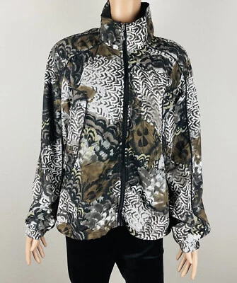 Laura Scott Women’s Zip Up Windbreaker Brown Printed Size Large T33 - Image 1 of 4
