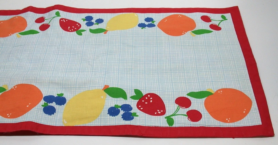 Essential Home 100% Cotton Table Runner Fruit Motif ~ Multicolored 13" x 36" NEW - Image 1 of 2