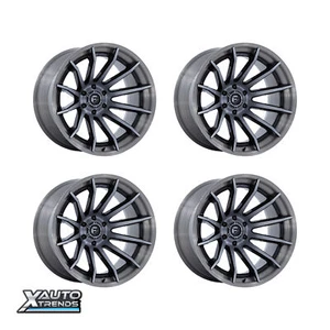 Fuel Burn Gloss Black With Brush Gray Tint Face & Lip 22X12 5X127 -44mm Set 4 - Picture 1 of 1