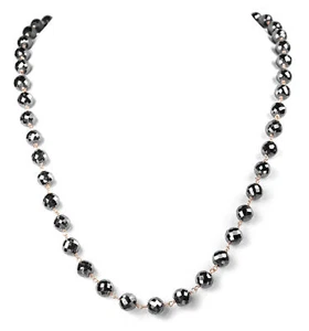 6MM 61cm Diamante Negro Collar En Plata de Ley Con Chapado en Oro Rosa - Imagen 1 de 4