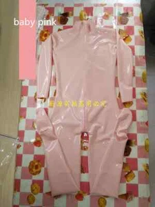 Unisex Latex Full Body Tight Rubber Catsuit Bodysuit Leotard Back Zip Pink XL - Picture 1 of 4