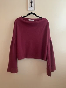 Free People Red Cranberry Hase abgeschnitten Boot Hals Glockenärmel Pullover Gr. S - Bild 1 von 5