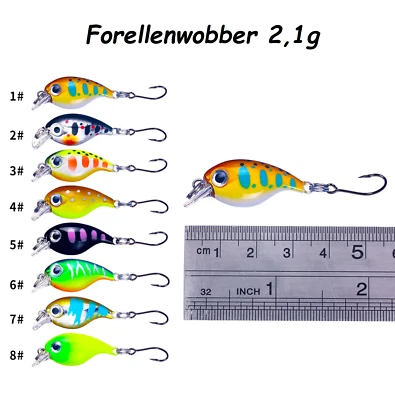 TROUT AREA BAIT'S Wobbler 2,1g 3,6cm Crankbait Forellenköder Trout Area UL Barsch Einzelhaken