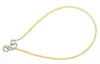 Yellow Zircon Gemstone 2 mm Round Beads 925 Fine Silver 6" Strand Bracelet G-11 - Image 1 of 4