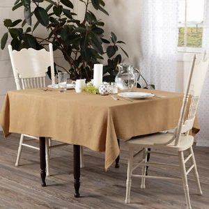 Tablecloth Burlap Natural Farmhouse 60x60 Square Cotton Kitchen Decor VHC Brands - Picture 1 of 7