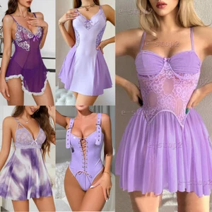 Lencería sexy para mujer quimise babydoll ropa de dormir ropa interior encaje transparente vestido de dormir - Imagen 1 de 98