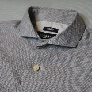 Kenneth Cole Awearness Button Shirt Men 15 32/33 Gray Slim Non Iron Geometric - Picture 1 of 12