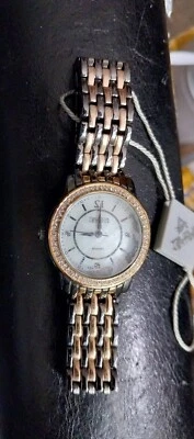 Unisex Gun Metal And Gold Tone crystal face w/ genuine diam August Steiner Watch - image 1 of 4