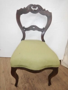 Antique Carved Victorian Upholstered Seat Chair walnut - Picture 1 of 22