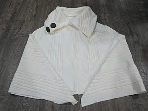 Poncho in pile plissettato Le Moda invernale pile bianco taglia unica bordo grezzo - Foto 1 di 4