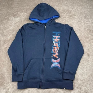 Navy Hurley Zip Up Hoodie Size XL Blue Sweatshirt Surf Beach Skate Red White - Picture 1 of 5