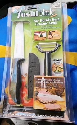 YOSHI BLADE WORLD'S BEST CERAMIC KNIFE w/ BONUS PEELER New Sealed As Seen On TV  - Image 1 of 2