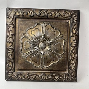 Decoración de pared floral de lata de metal panel de azulejos cuadrados decoración de arte de pared - Imagen 1 de 8