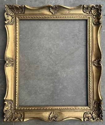 Ancien cadre bois sculpté coquille feuille d'or pour tableau 55 x 46cm Tbe - Photo 1/4